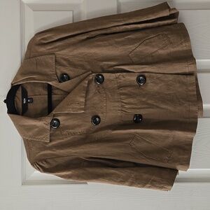 Mossimo 3/4 Sleeve Peacoat Linen Blazer Jacket Tan Brown